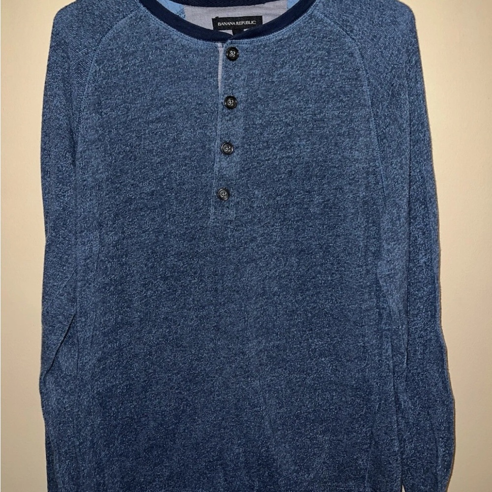 Banana Republic Navy and Light Blue Knit Top